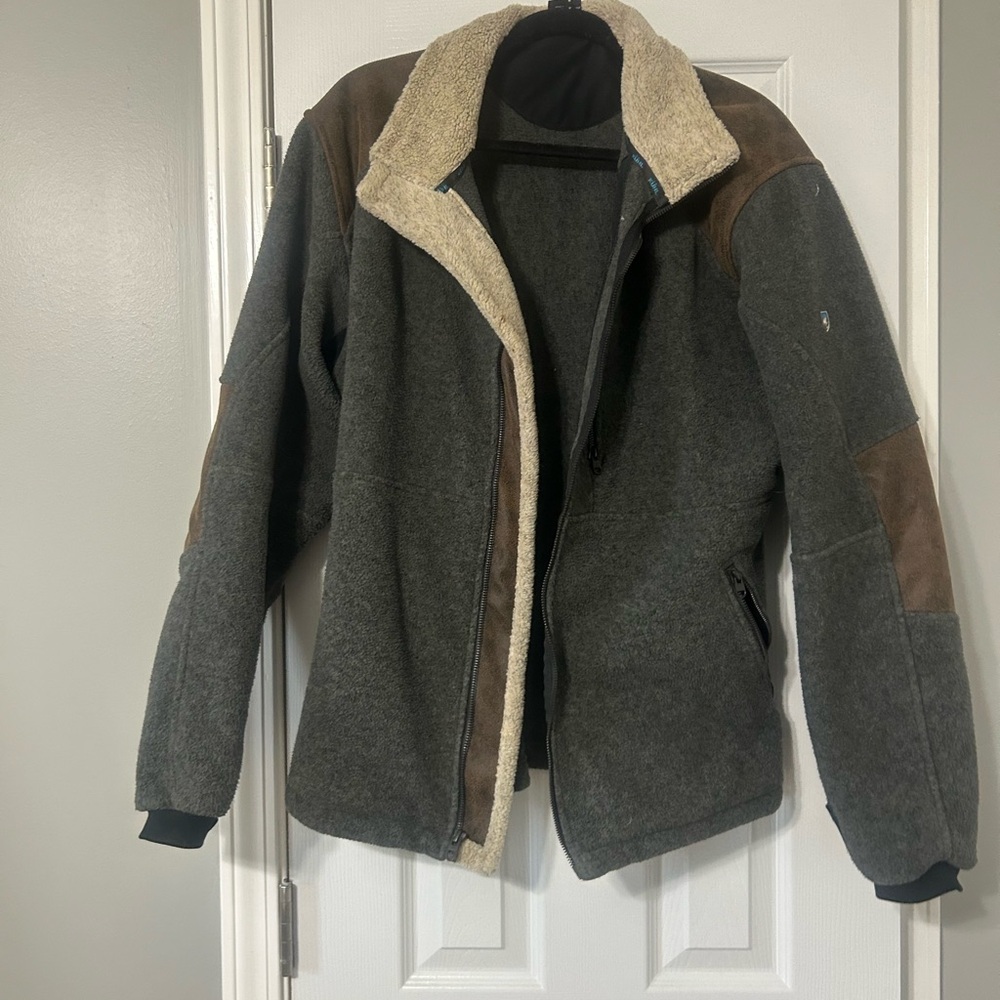 Kuhl Gray and Brown Sherpa-Lined Jacket